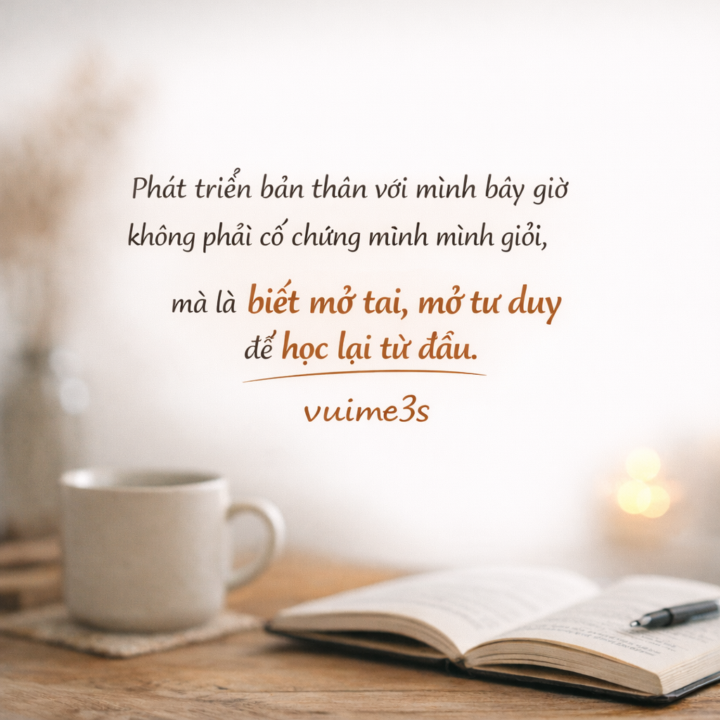 Phát triển bản thân với mình bây giờ không phải cố chứng minh mình giỏi,  mà là biết mở tai, mở tư duy để học lại từ đầu