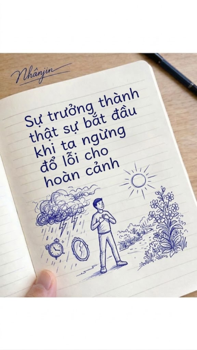 Sự trưởng thành thật sự bắt đầu khi ta ngừng đổ lỗi cho hoàn cảnh.