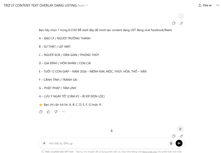 Chat bot tặng