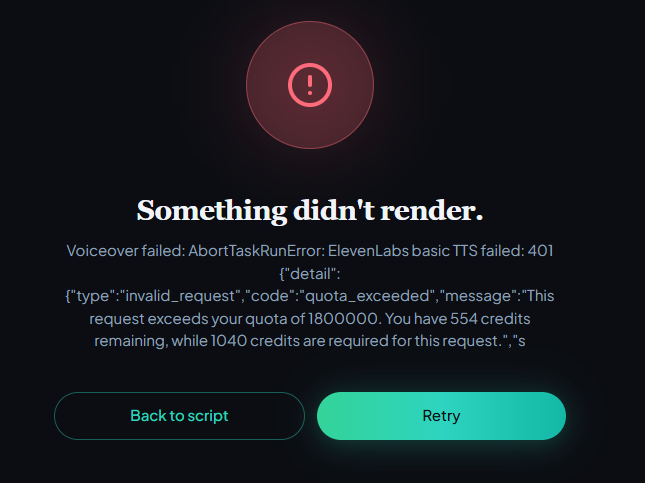 Getting "Voiceover Failed" error