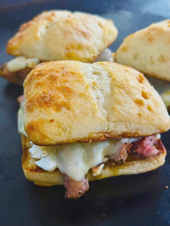 Blackstone Pesto Goat Cheese Steak Sandwiches