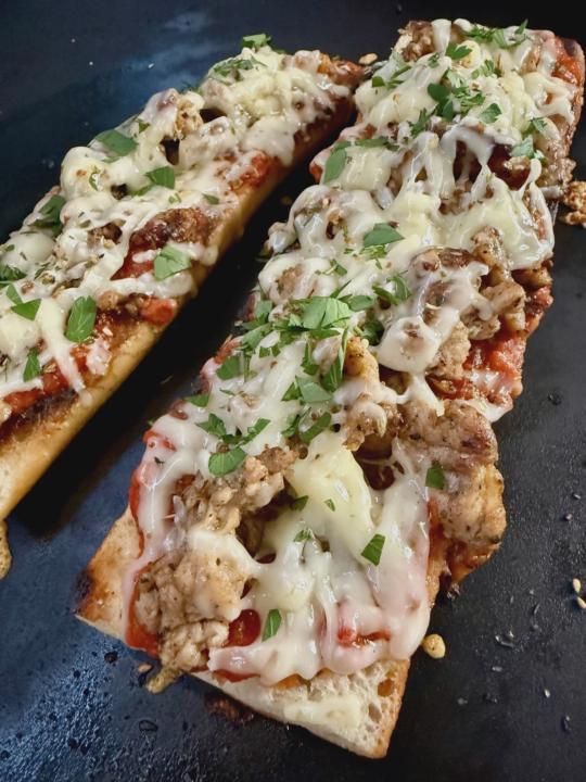 Blackstone Cheesy Sausage Baguette