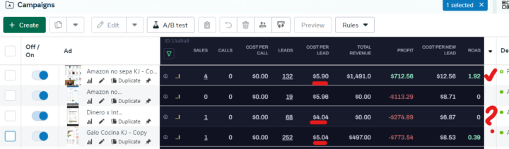 Which ad to leave on?