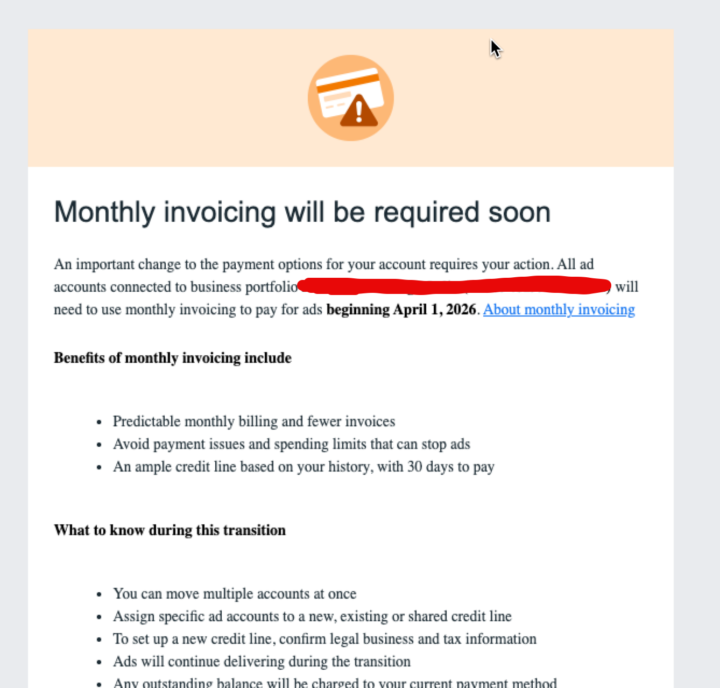 Meta Monthly Invoicing Requirement