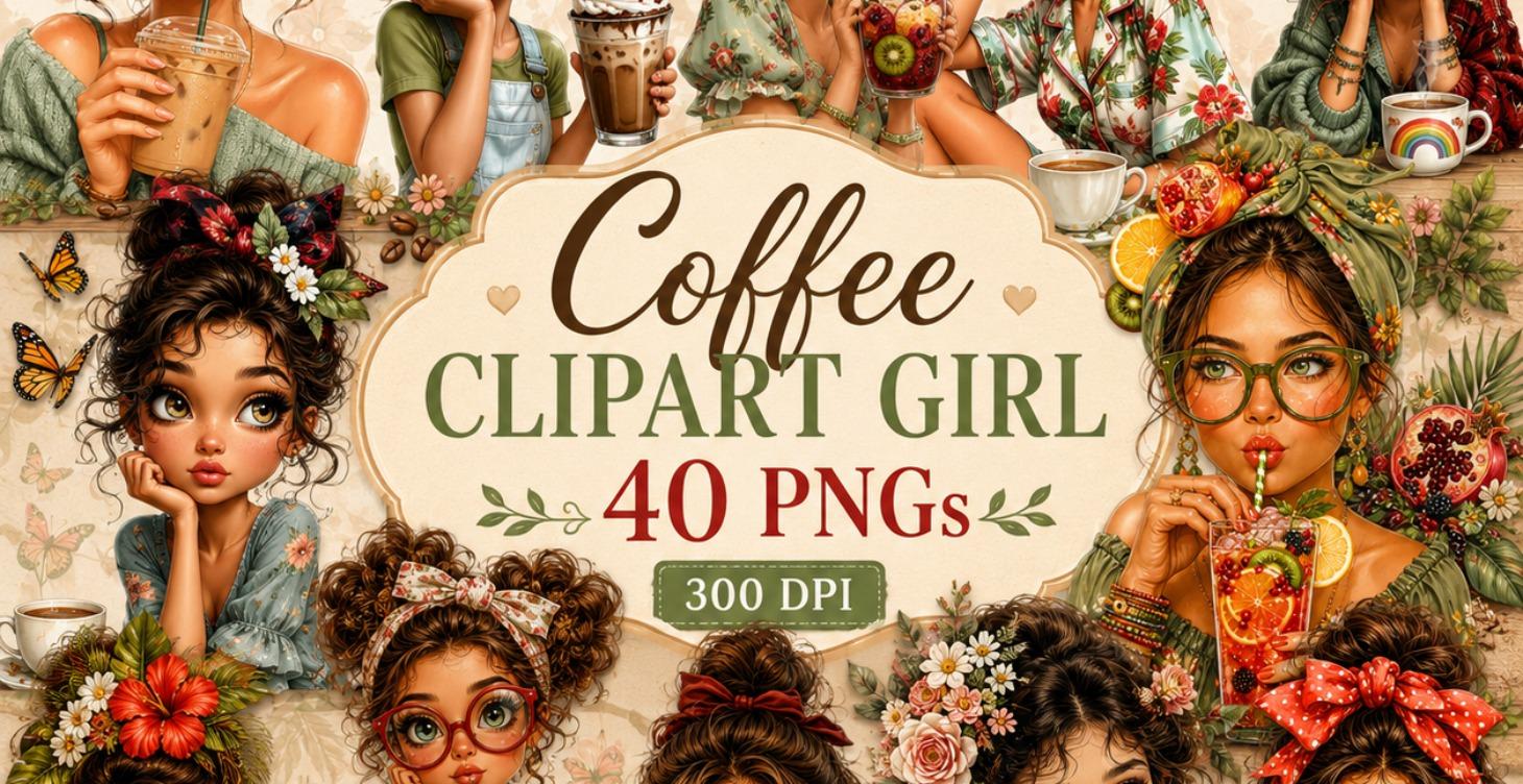 Coffee Girl Clipart