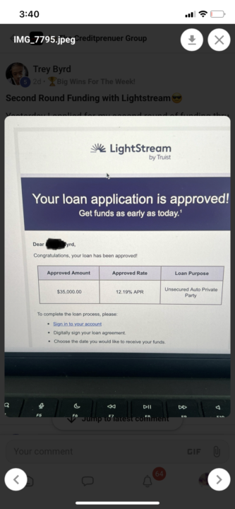 Lightstream autoloan 35k