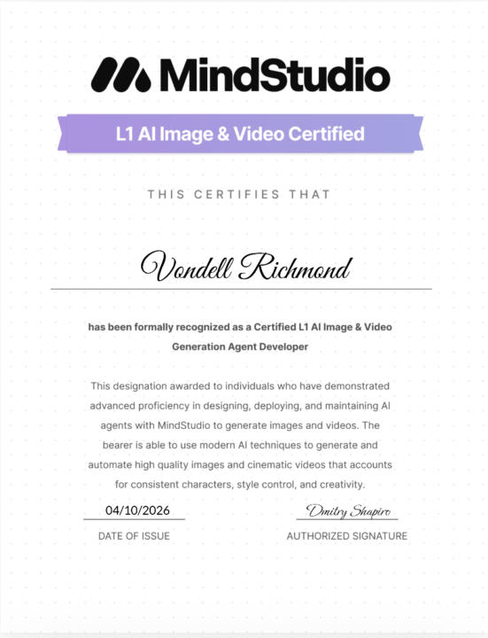 I’m now a Certified @MindStudio AI Image & Video Agent Developer 🚀