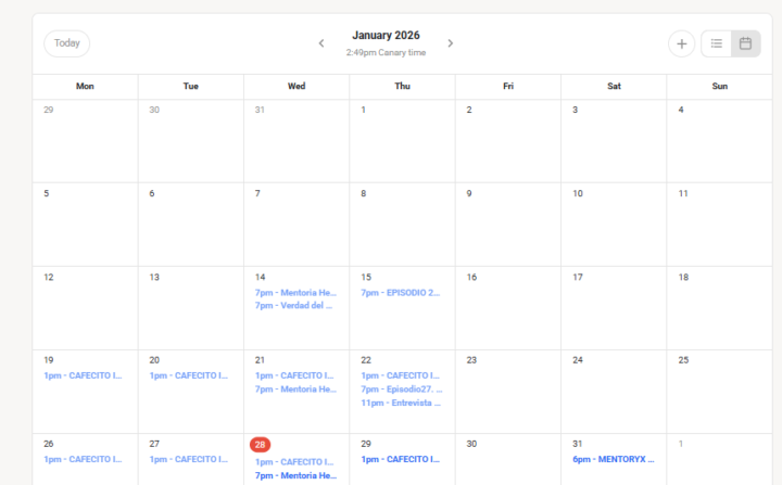 🔵TU CALENDARIO EN FORMATO LISTA🔵