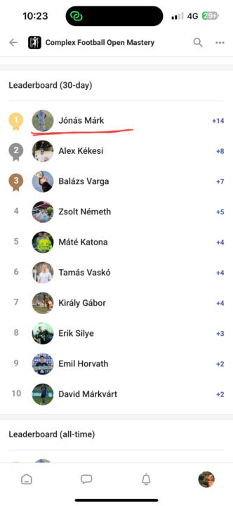30 napos leaderboards 