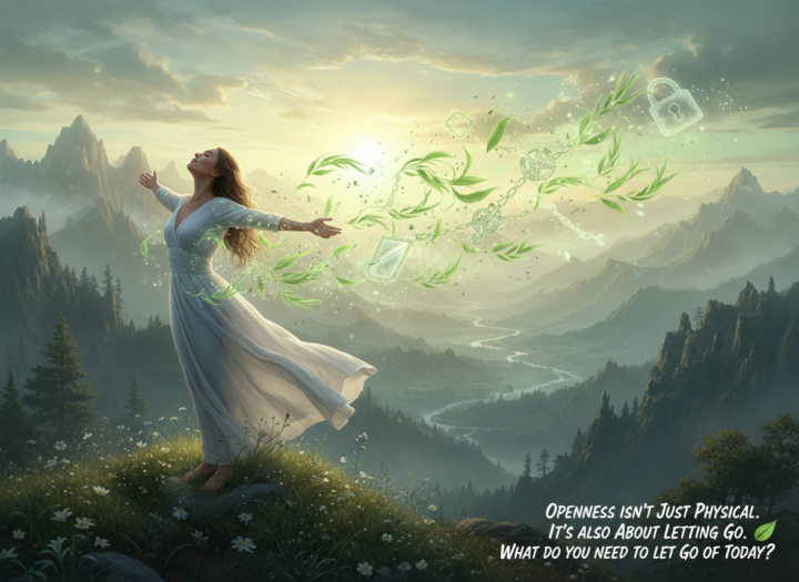  La apertura no es solo física. También es soltar. 🍃¿Qué necesitas soltar hoy?