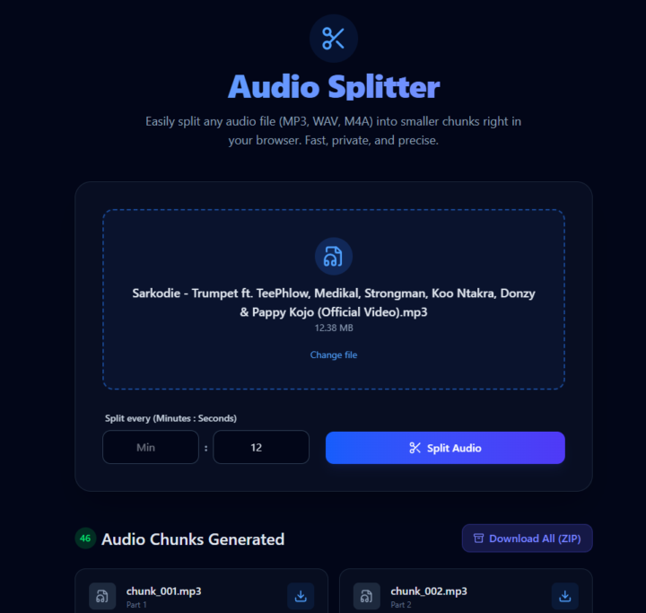 Our new audio splitter app is live