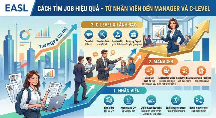 CÁCH TÌM JOB HIỆU QUẢ – TỪ NHÂN VIÊN ĐẾN MANAGER VÀ C-LEVEL