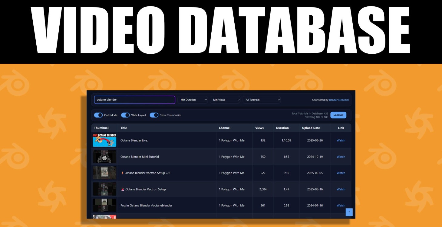 Octane Blender Video Database