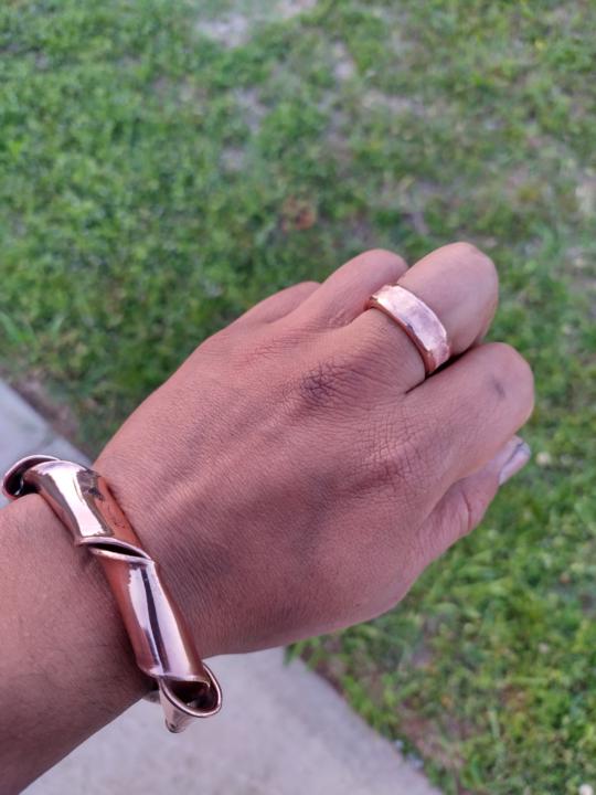 Copper ring and bracelet set.