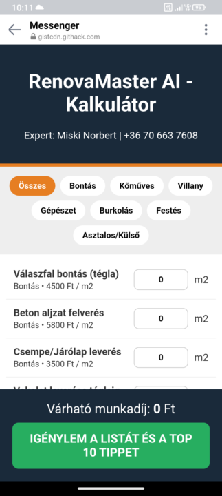 Saját fejlesztésű kalkulátor a RenovaMaster-től – Véleményt kérnék! 🛠️🤖