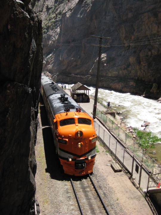 Train in Colorado, running along the Arkansas River. 