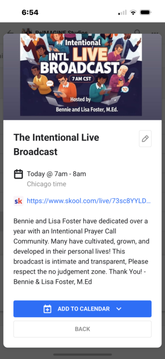 Intentional LIVE Broadcast 