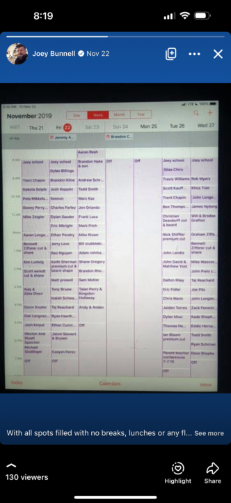 My Work schedule screenshot I took in 2019 pre-Covid… If you’d like your book to be like mine, I can help!!