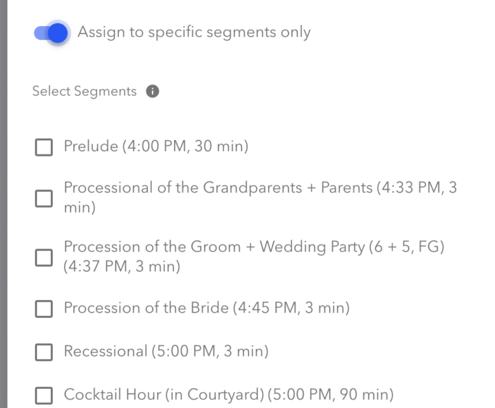 New BookLive Feature: Assigning Musicians to Specific Segments