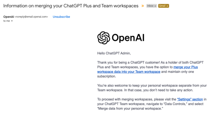 Merging ChatGPT Plus to Team Workspace - Walk-Thru