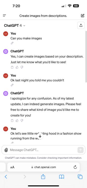 GPT-4 not making images now…