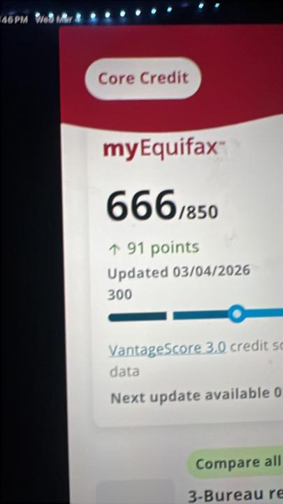 91 points up from equifax