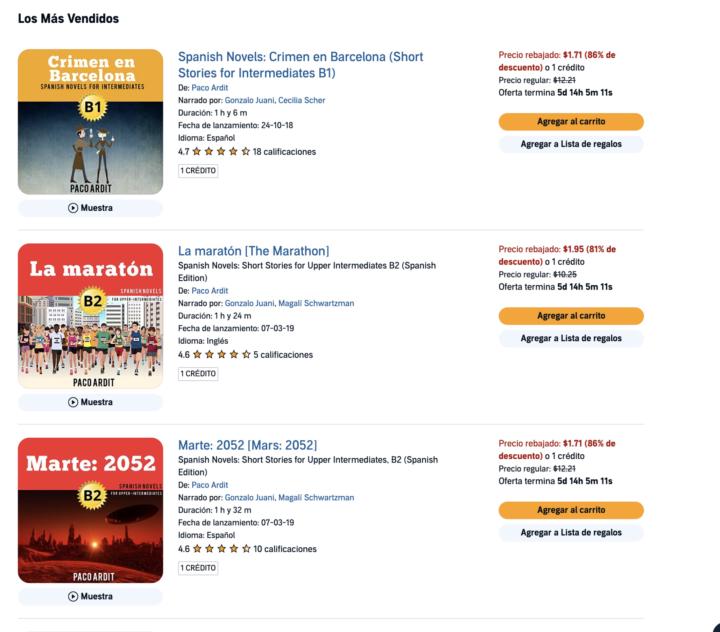 audible site-wide sale includes Spanish audio books until April 8, 2026