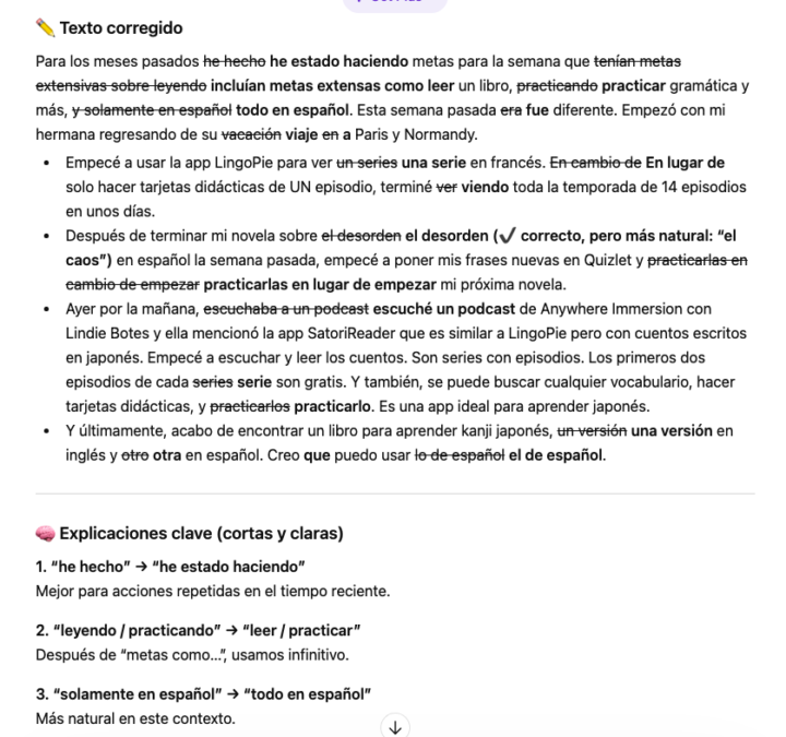 Una semana de metas diferentes