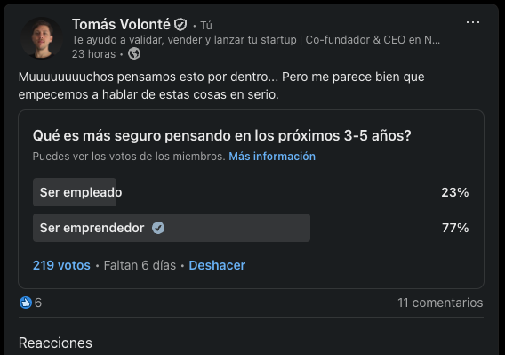 Qué opinas de esta encuesta que hice en LinkedIn?