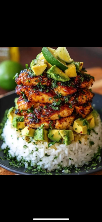 Honey Lime Chicken & Avocado Rice Stack
