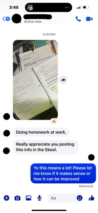 Doing homework at work