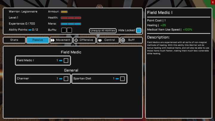 Warrior Menu Changes