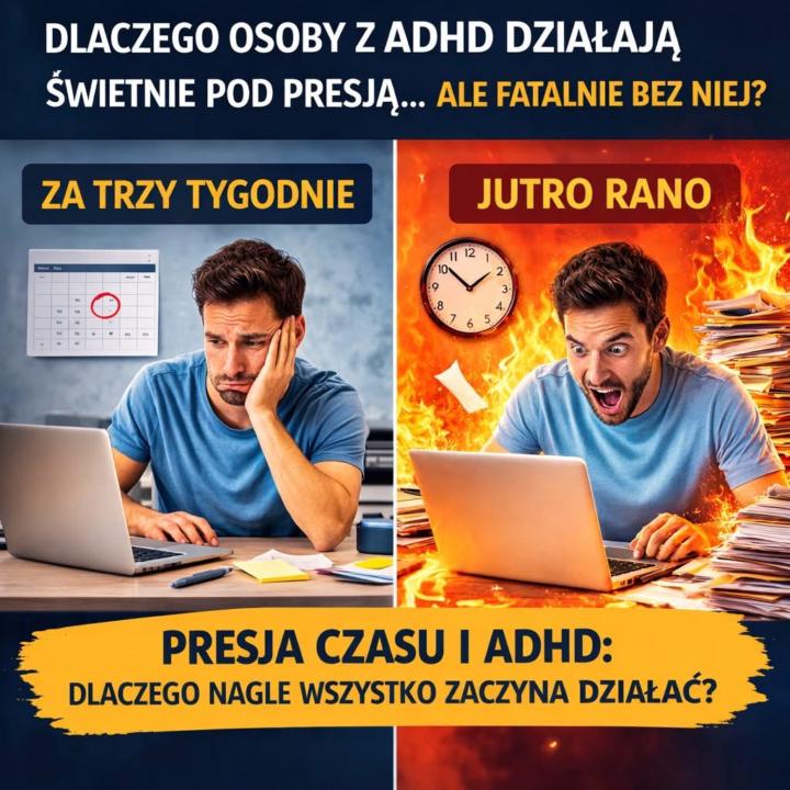 🧠 Dlaczego osoby z ADHD działają świetnie pod presją… ale fatalnie bez niej?
