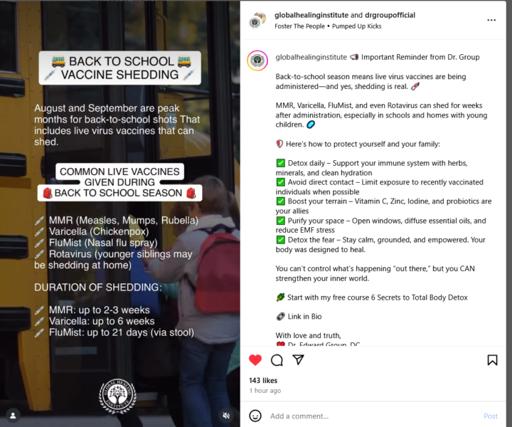 Back to school vaccine shedding 