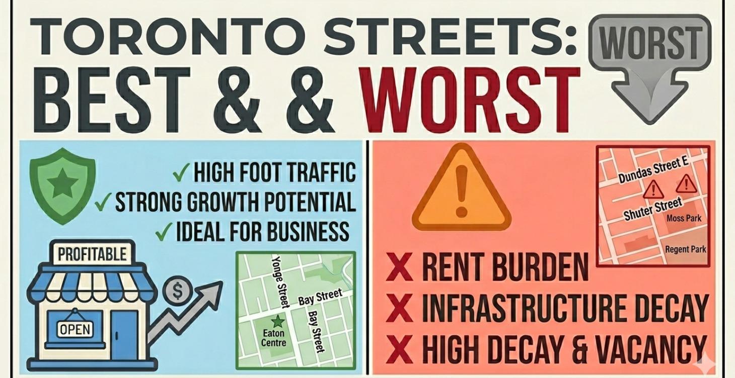 Business and Worst Streets for Business in Toronto