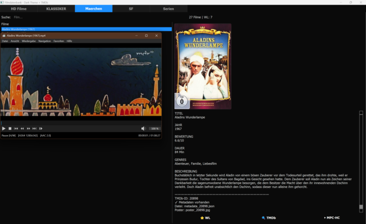 Filmdatenbank + TMDB + Einbindung Mediaplayer