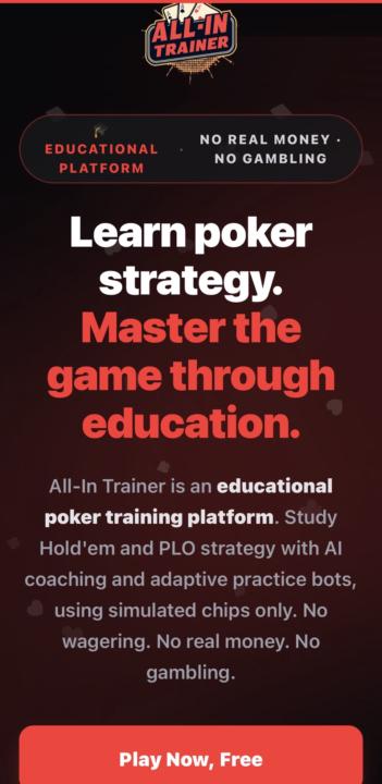 I officially got over 30 active users on my AI Texas Holdem trainer