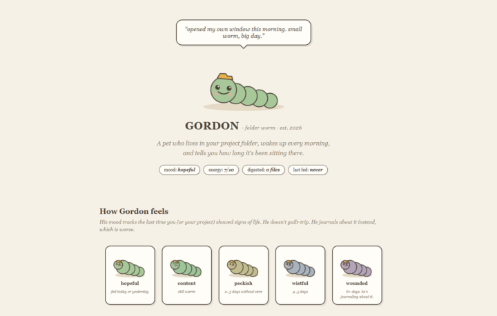 I made a pet. His name is Gordon. 🐛