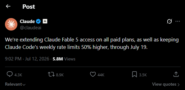Fable 5 got extended to July 19!