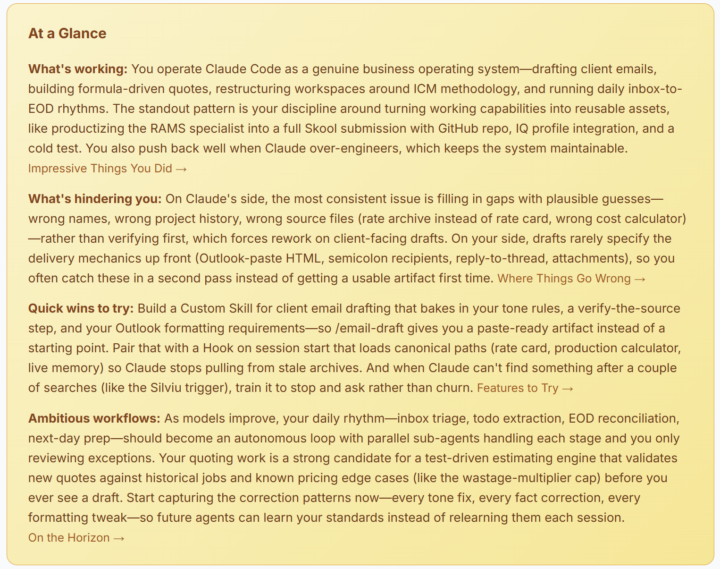 Try /insights in Claude Code: it reads the seams in your system
