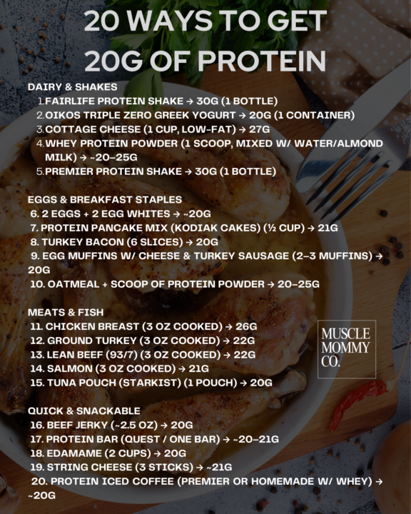 Freebie! 20 ways to get 20g of protein