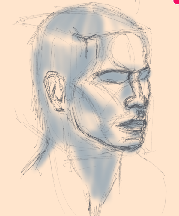 30, Nov, 2025: Head drawing, first time airbrush