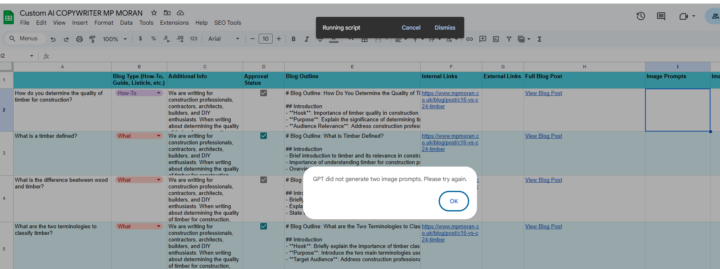 Generate Image promt doesnt work, how can I fix it?