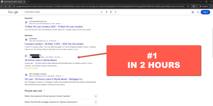 Ranked #1 with local SEO techniques (again)