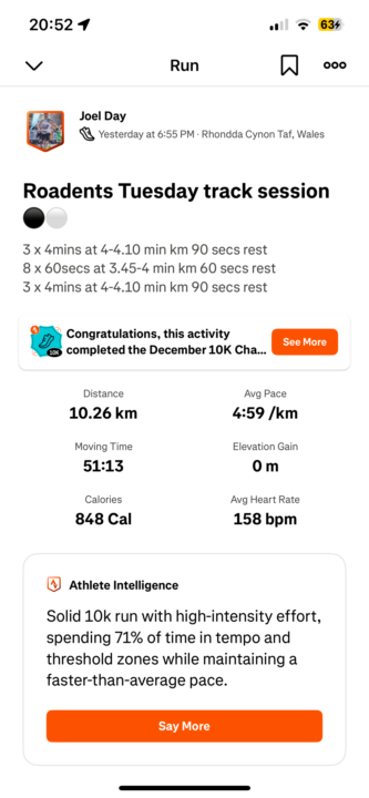 Tuesday night track session 