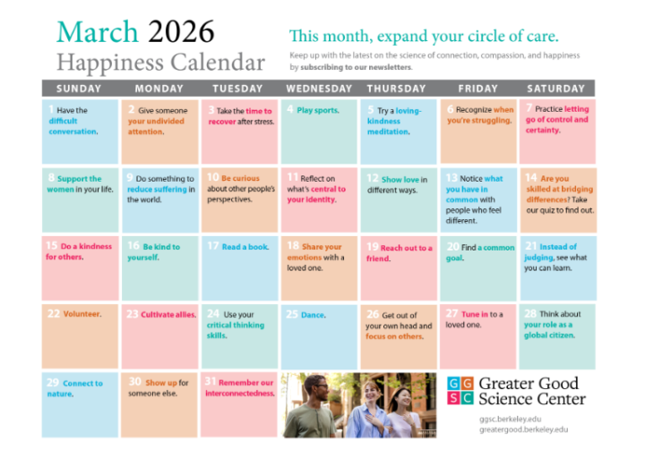 March 2026 - Happiness Calendar