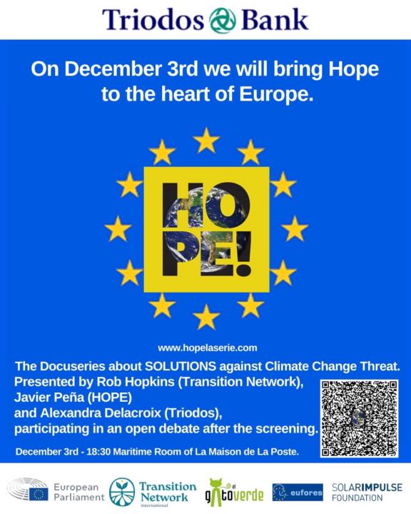 Hope! Event with Rob Hopkins in Brussels on Dec 3rd - 2 free invitations