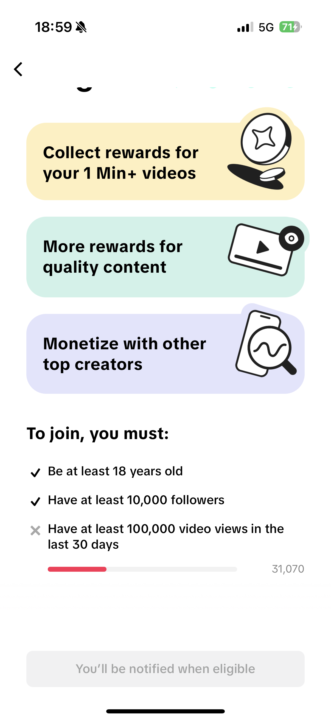 Creator rewards programme 