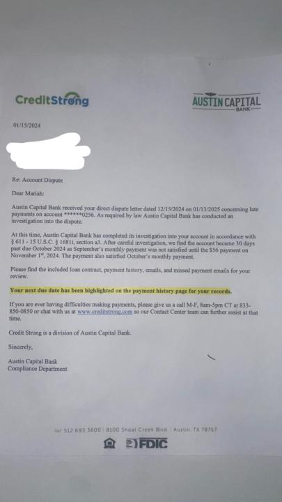 Question about late payment 