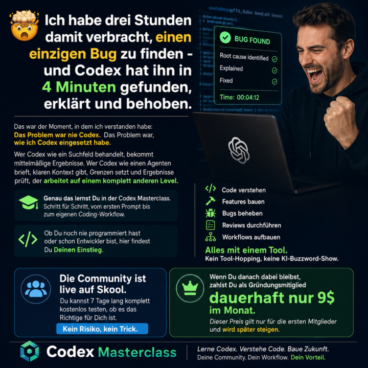Ich habe 3 Stunden gesucht. Codex hat 4 Minuten gebraucht.